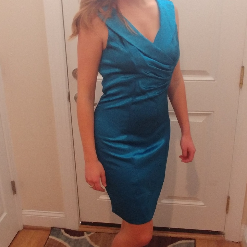 Turquoise Connected Cocktail Dress, Size 10